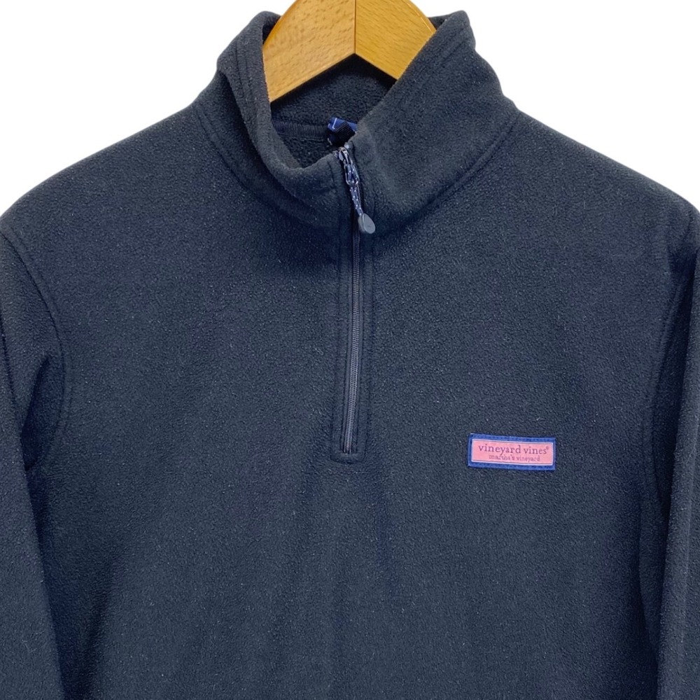 Vineyard Vines Fleece Pullover Women's Small Black Half Zip Long Sleeve